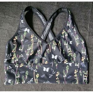 Victoria Secret SPORT‎ Bra Floral Top Butterfly Black Sz Small NEW